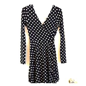 Forever 21 Black & White Polka dot faux wrap dress